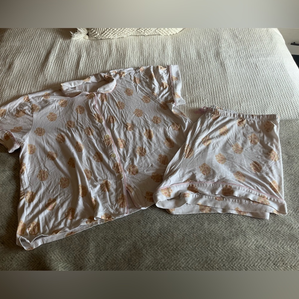 J. Crew White and Pink Pajama Set